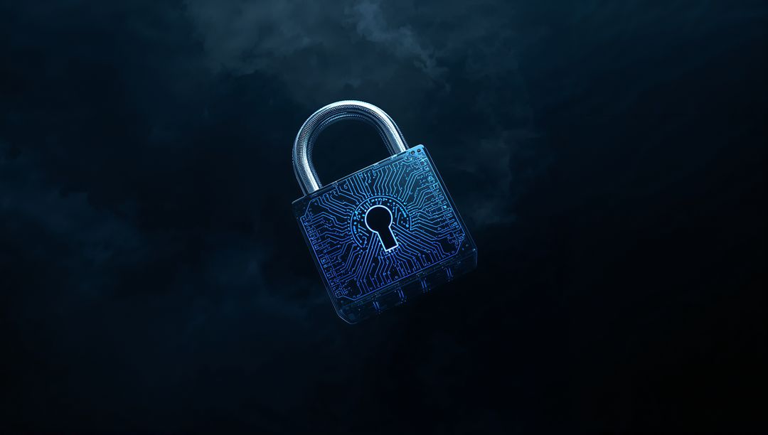 Futuristic Padlock Symbolizing Cybersecurity and Digital Protection