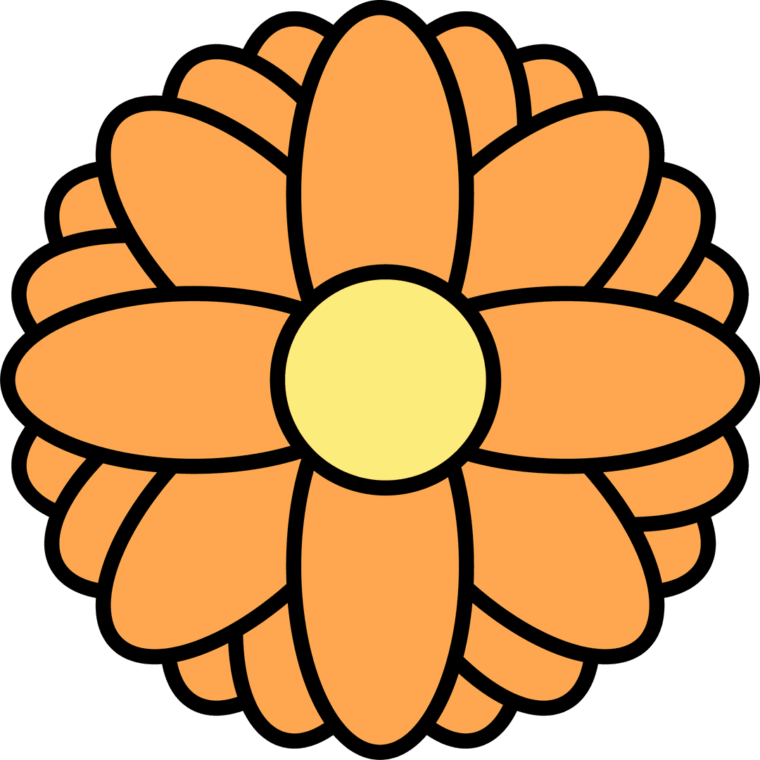 Vibrant Orange Flower Emblem with Layered Petals on Transparent Background