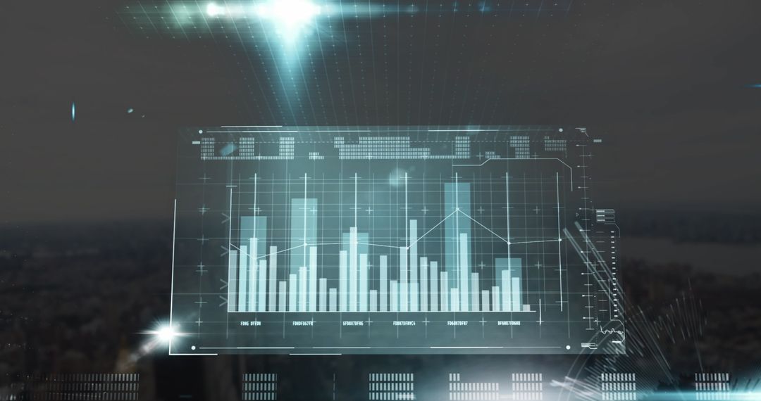 Futuristic Data HUD Overlooking Cityscape at Twilight