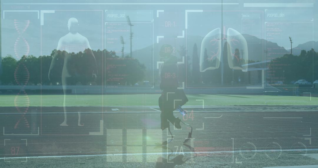 Paralympic Athlete Running with Mobility Tech Overlays