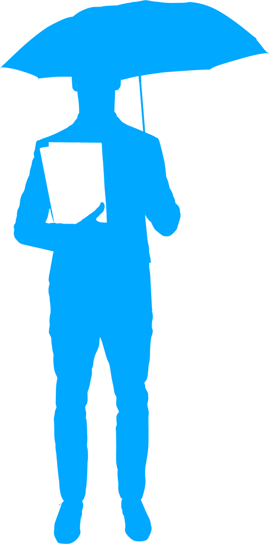 Transparent Silhouette of Businessman with Umbrella and Documents