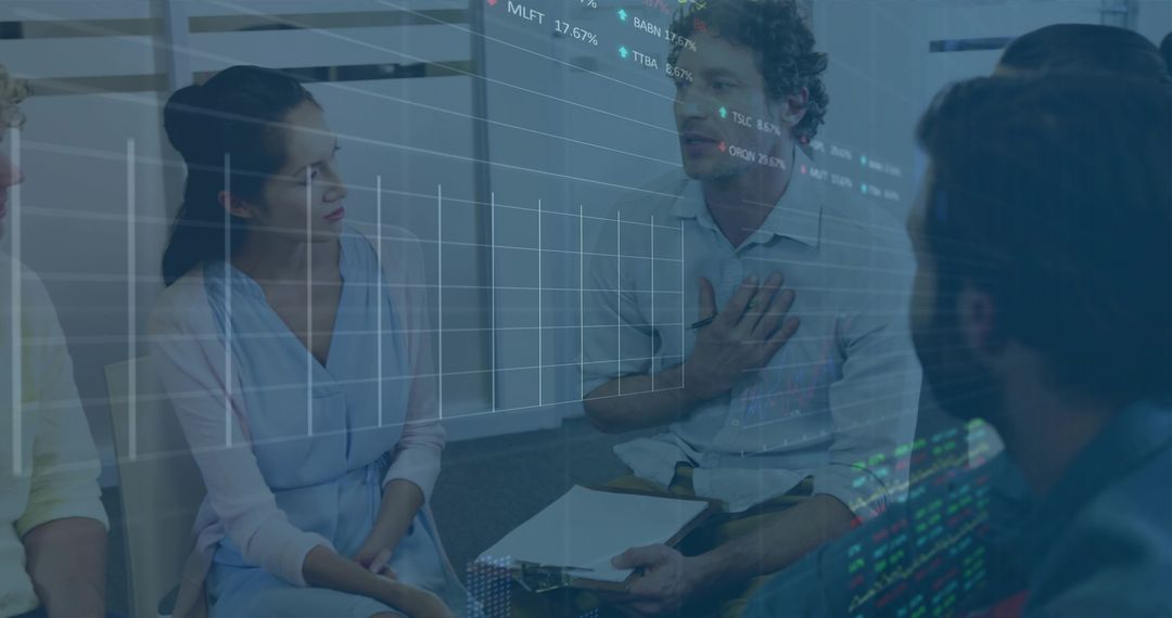 Business Meeting Collaboration with Analytics Data Overlay