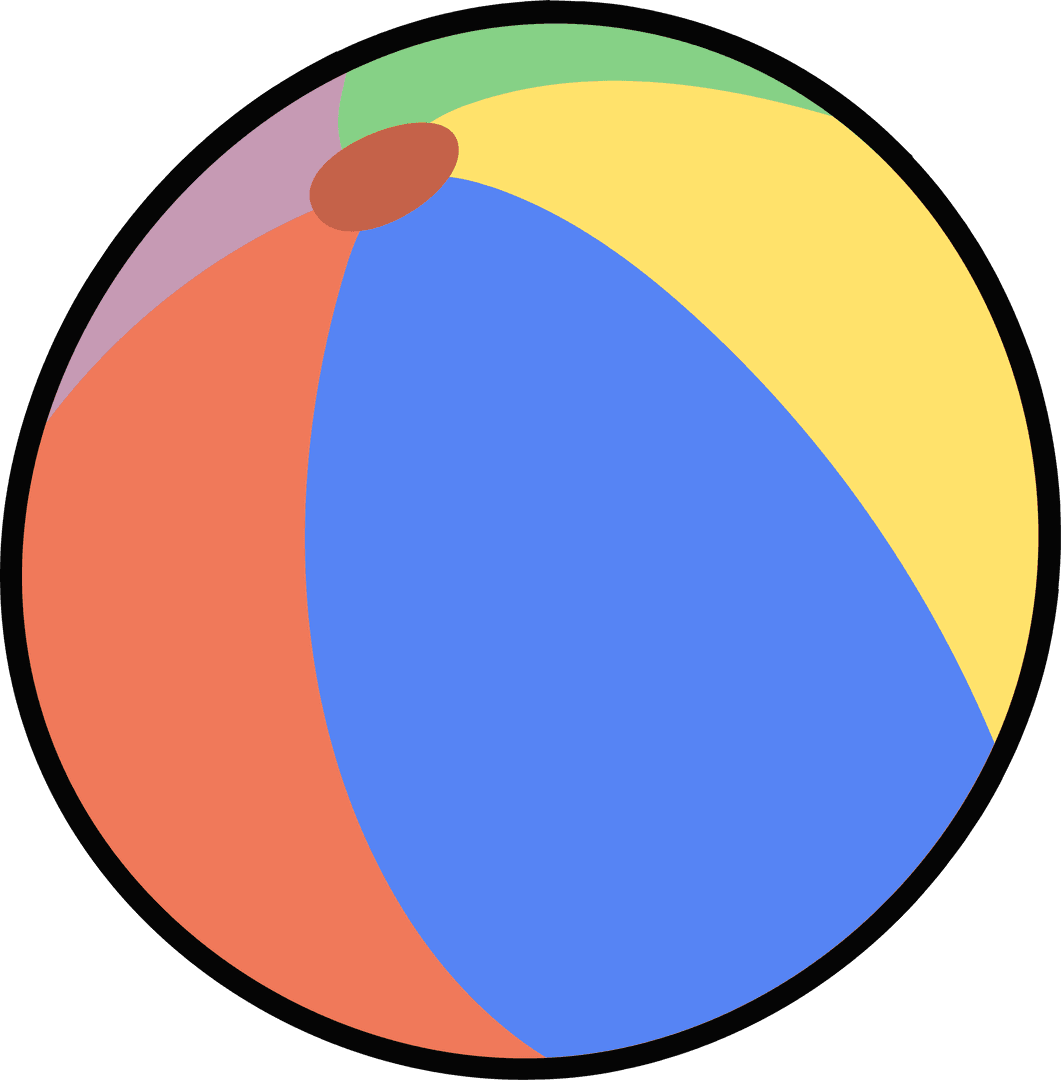 Colorful Beach Ball with Playful Vibe on Transparent Background