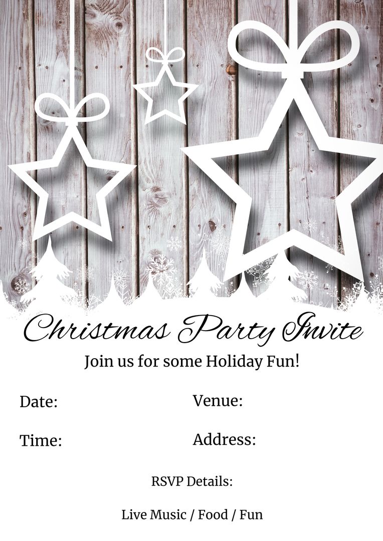 Rustic Christmas Party Invitation with Wooden Background and Star Decor -  Free Stock Template | Pikwizard, image size:764x1080