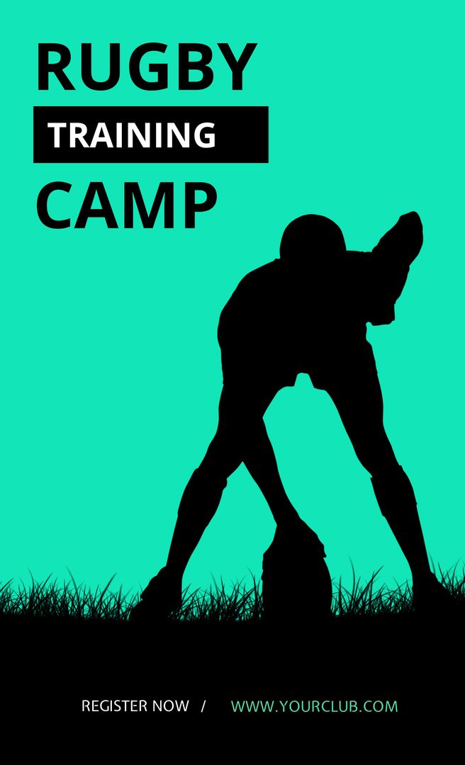Dynamic Rugby Player Silhouette for Training Camp Ad