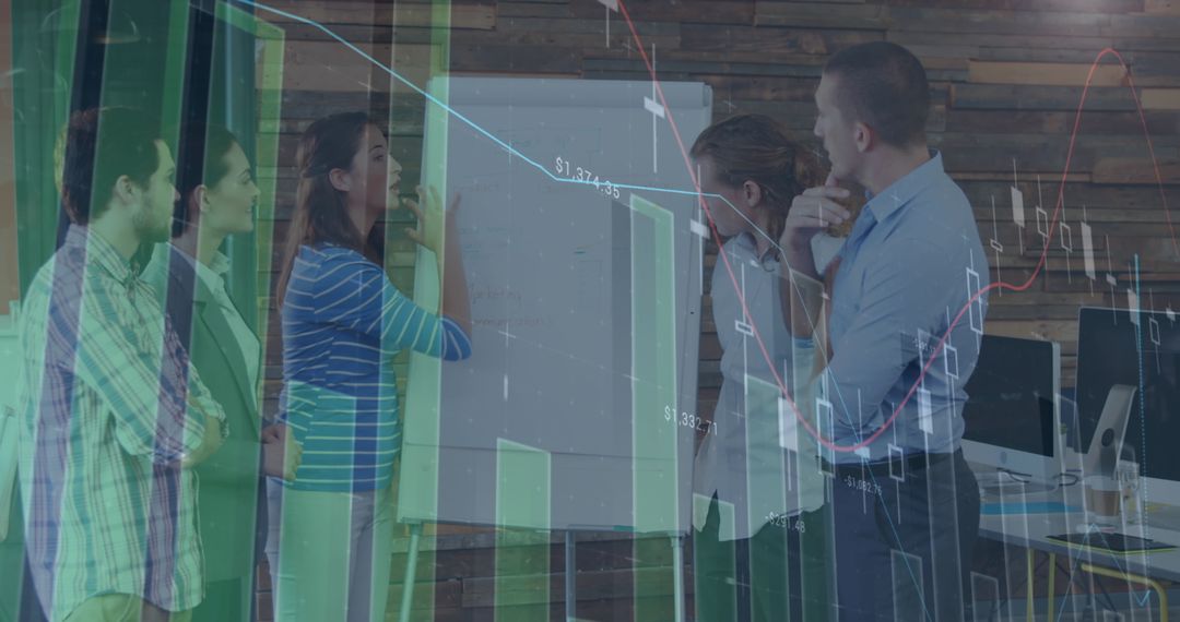 Diverse Team Analyzing Financial Data Insights in Modern Office