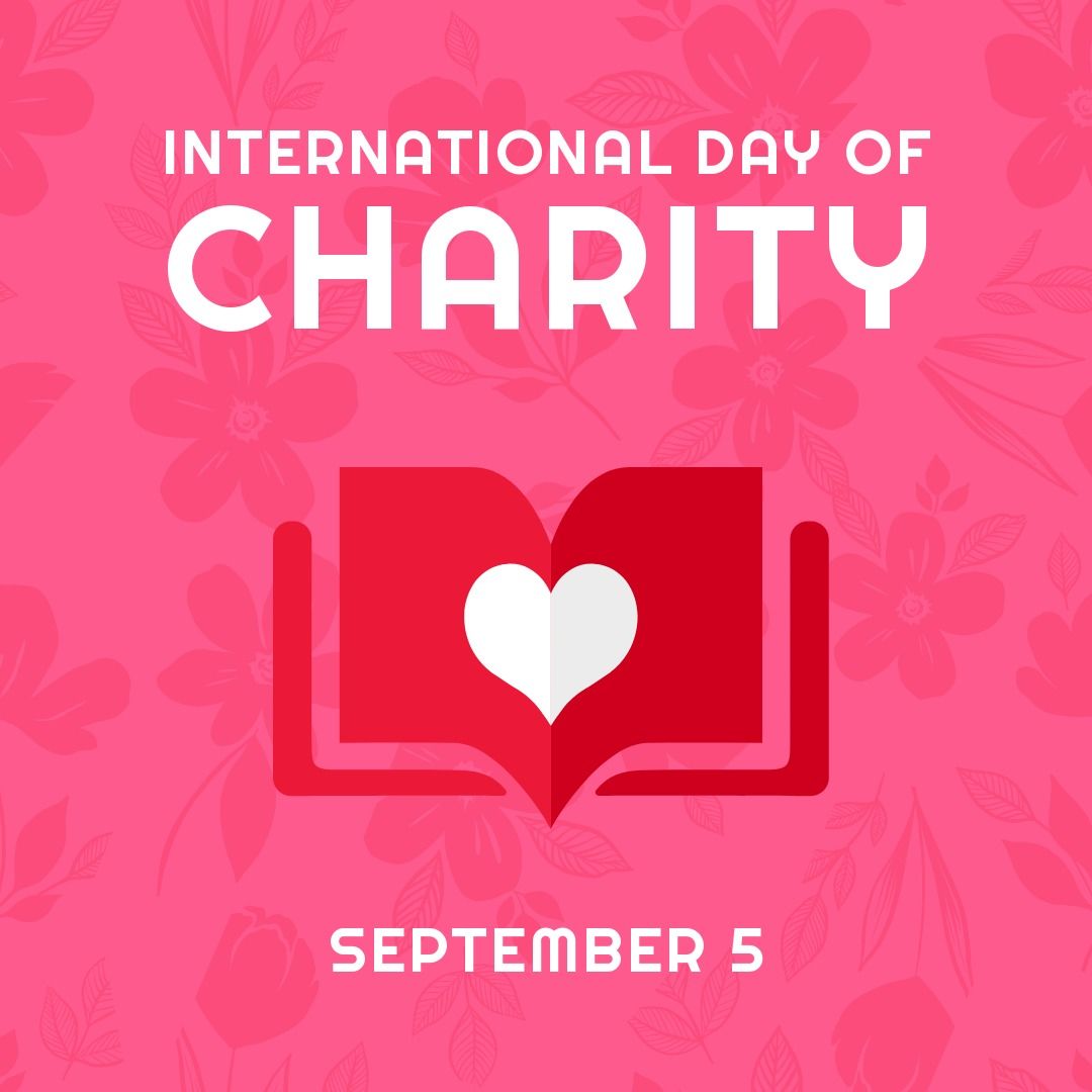 International Day of Charity September 5 on Pink Floral Background - Download Free Stock Templates Pikwizard.com