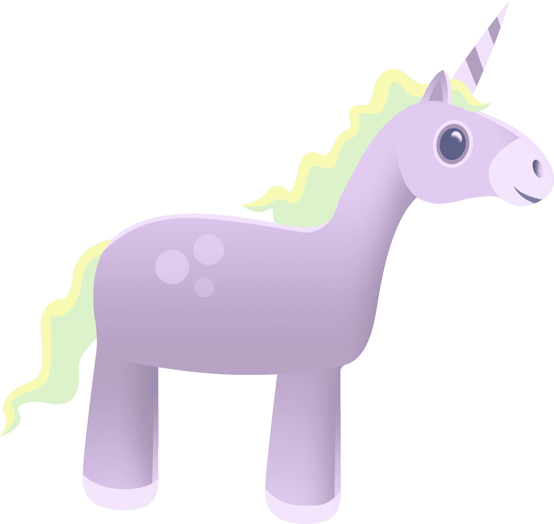 Purple Smiling Unicorn Vector on Transparent Background