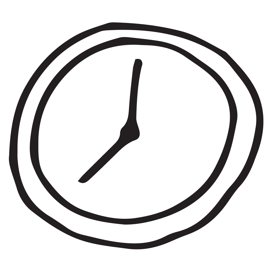 Hand-drawn transparent vector of minimalistic clock