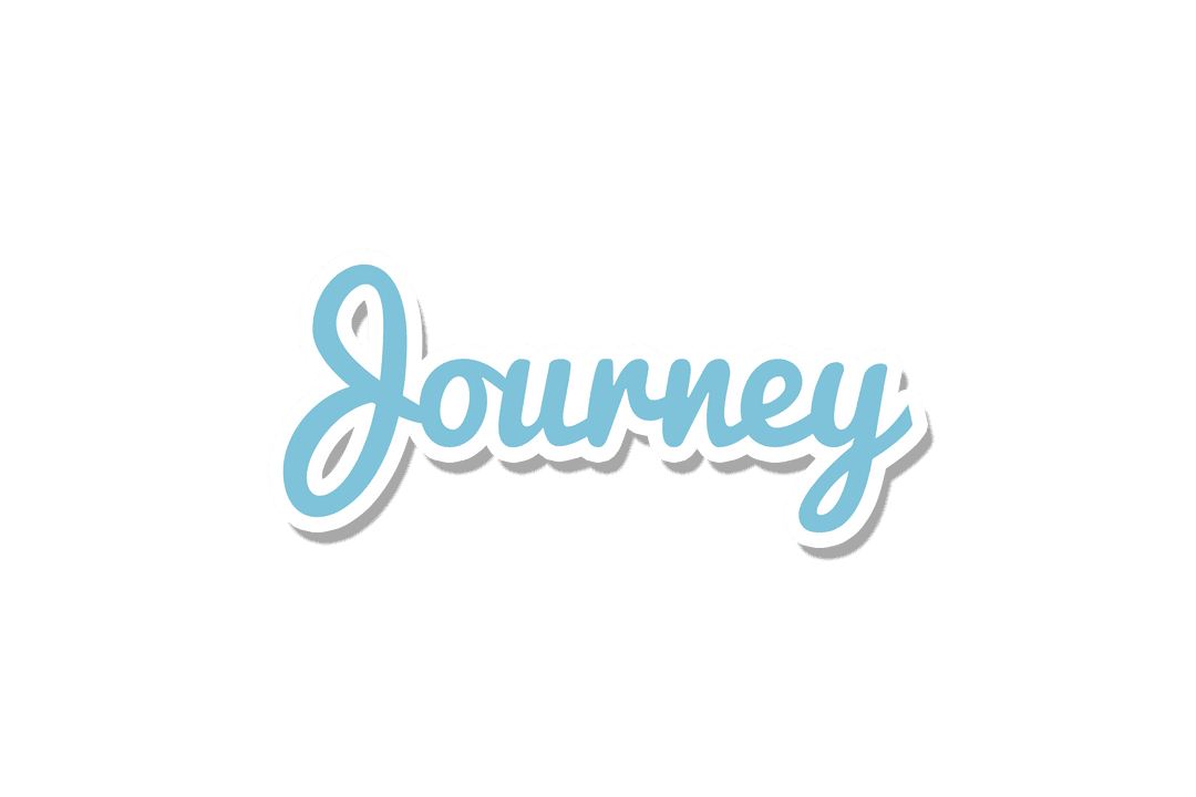 Stylized Blue Transparent Text Saying Journey