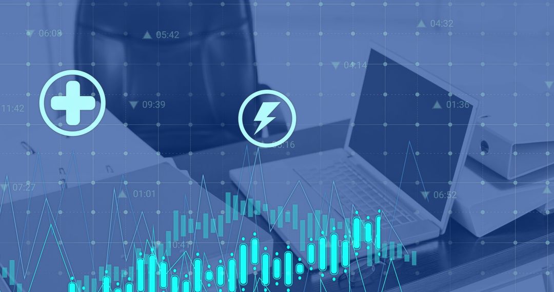 Financial Data Analysis in Empty Office with Technology Overlay