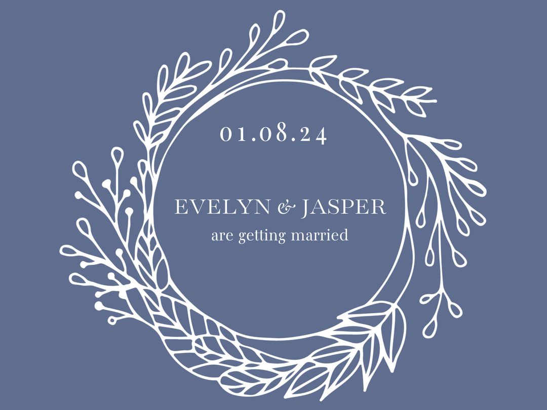 Composition of evelyn and jasper are getting married text on blue background - Download Free Stock Templates Pikwizard.com