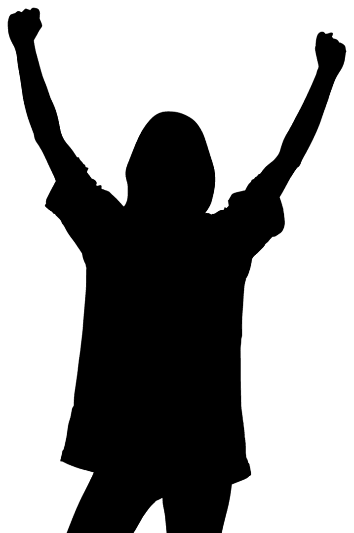 Dark Silhouette of Woman Running on Transparent Background