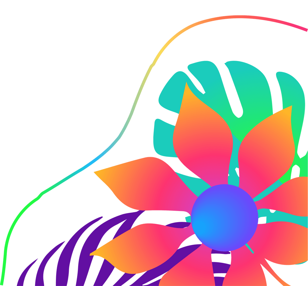 Bright Botanical Gradient Design on Transparent Background