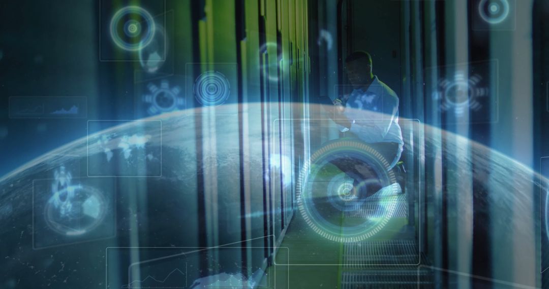 Futuristic Data Center with Global Connectivity Interface