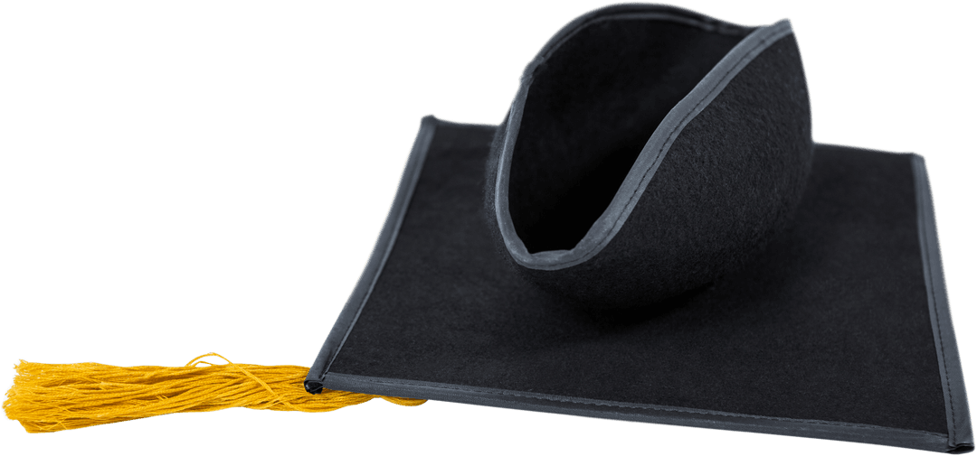 Black Graduation Cap on Transparent Background for Education Concepts