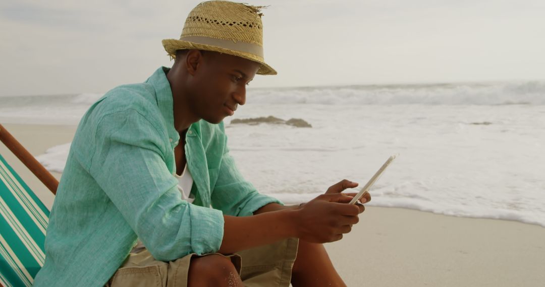 Relaxed Beachside Reading by the Ocean