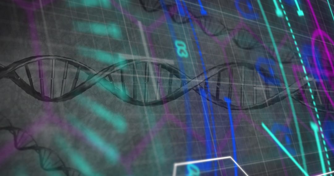 Digital Interface Overlapping DNA Strand in Futuristic Display