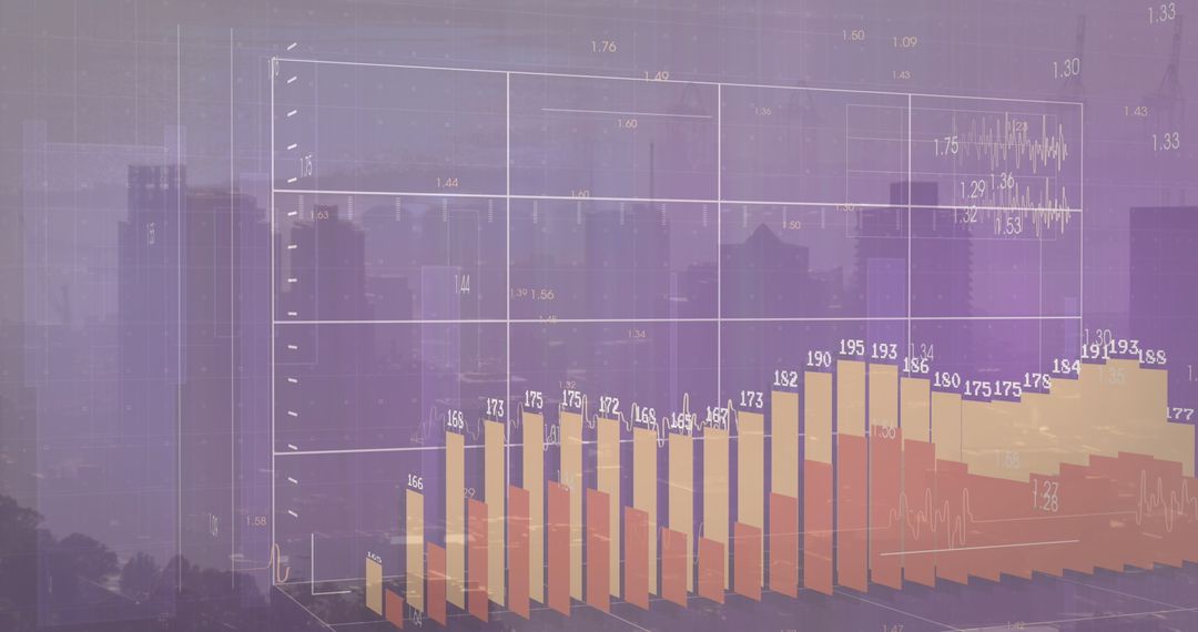 Financial Data Visualization on Cityscape Background