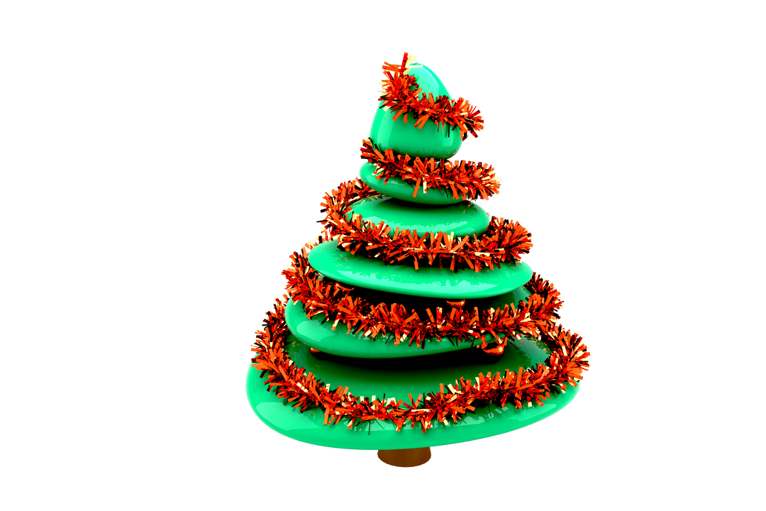 Colorful Festive Christmas Tree on Transparent Background