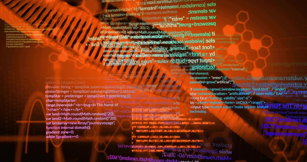 Futuristic Helix and Code Interface Art Concept