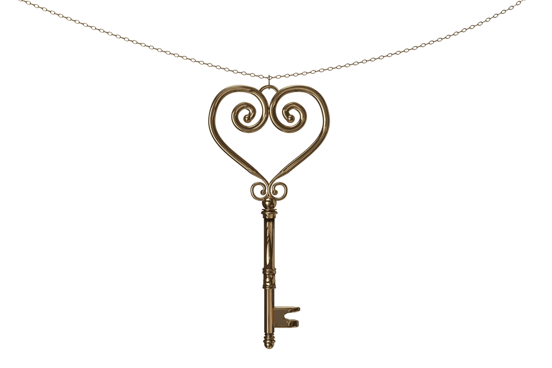 Illustration of Decorative Key Necklace on Transparent Background
