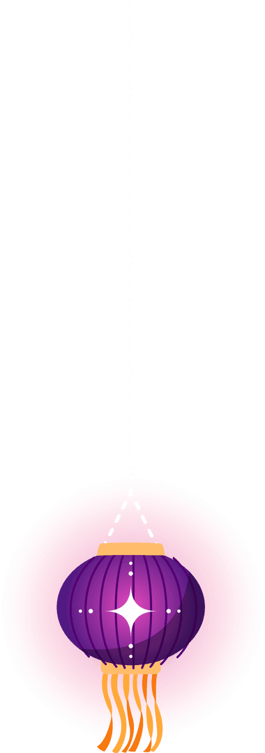 Transparent Hanging Lantern with Pink Glowing Halo and Tassels