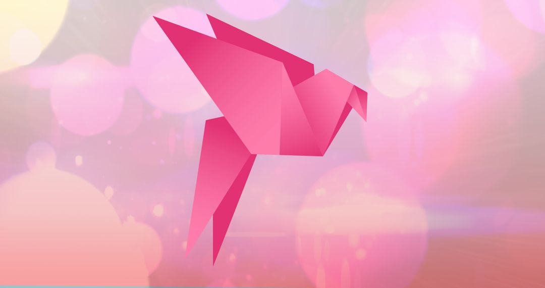 Digital Illustration of Paper Bird with Pink Bokeh Background - Celebration Concept - Free Images, Stock Photos and Pictures on Pikwizard.com