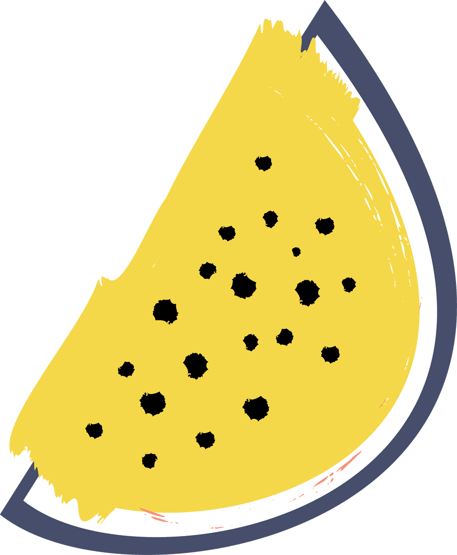 Flat Yellow Watermelon Slice on Transparent Background