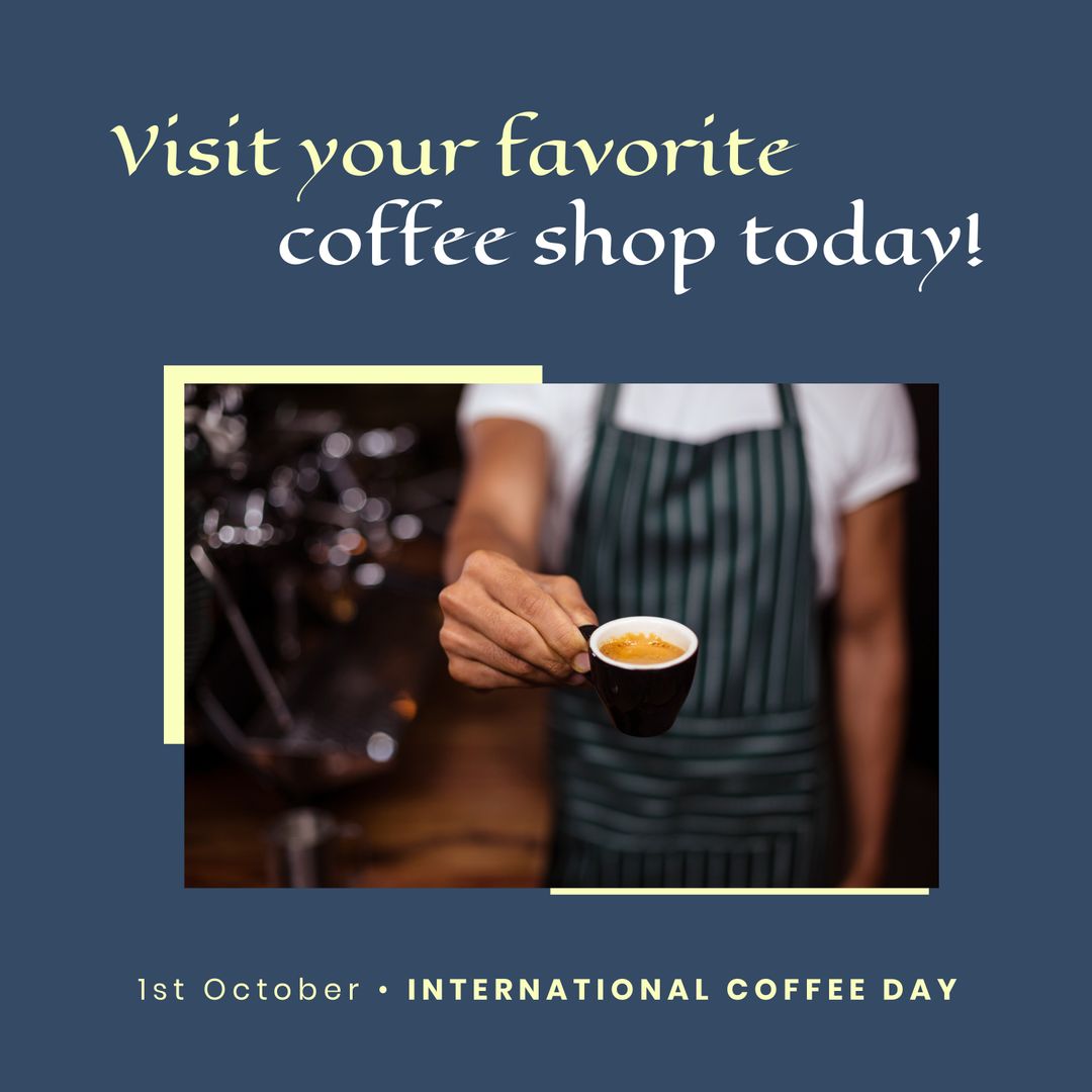 Barista Holding Espresso for International Coffee Day Promotion