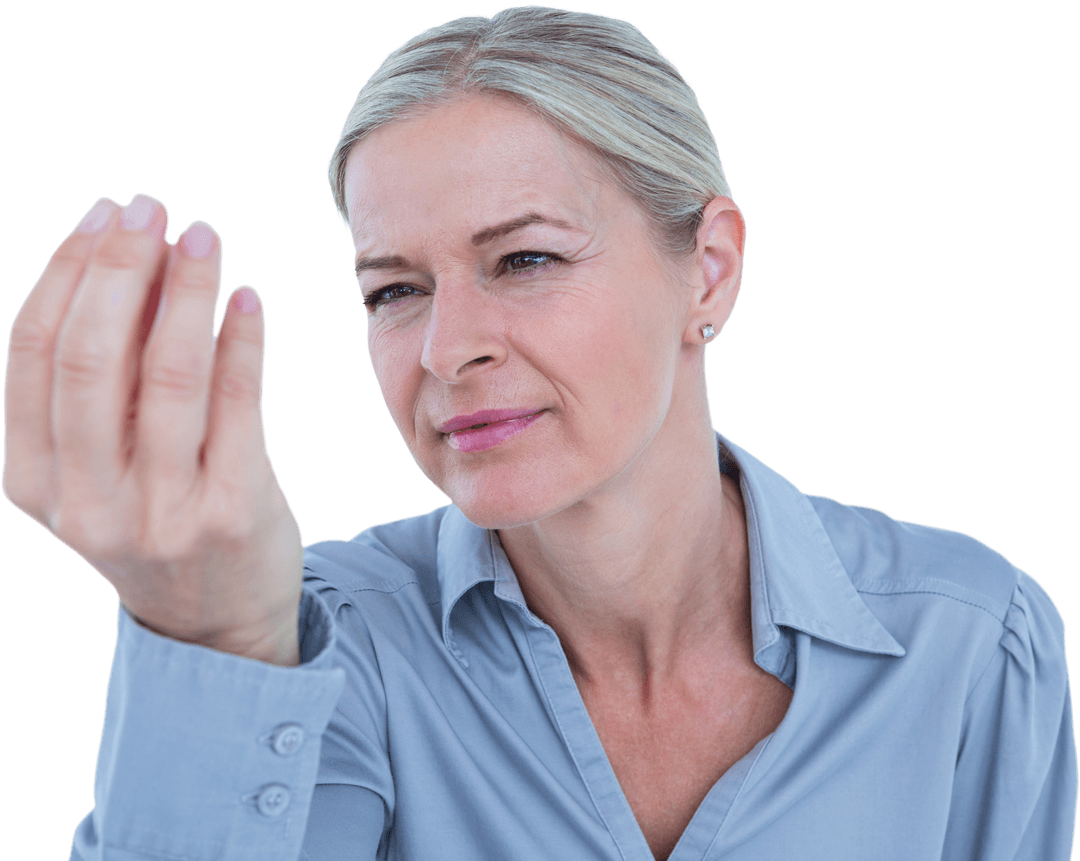 Transparent-smiling Businesswoman Making a Welcome Gesture