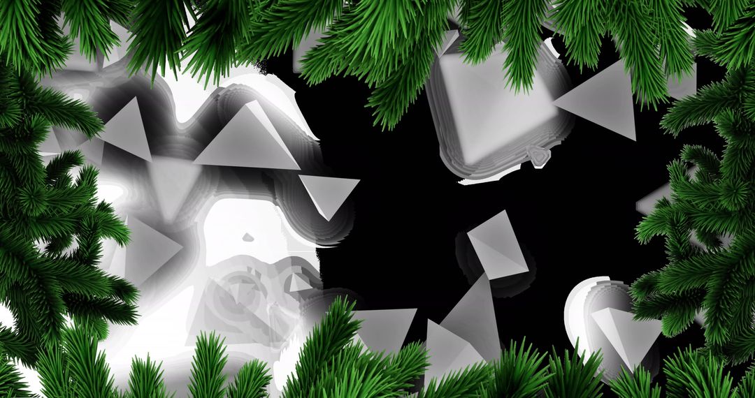 Abstract Geometric Design with Floating Triangles and Fir Tree Frame