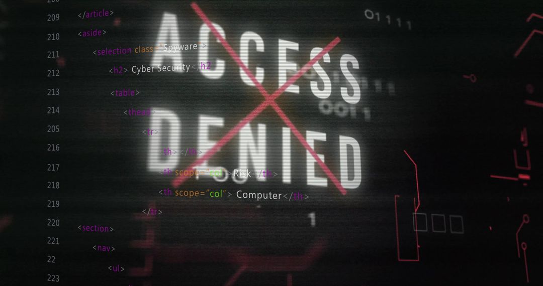 Access Denied Visual Over Computer Code Symbolizing Cybersecurity Barrier