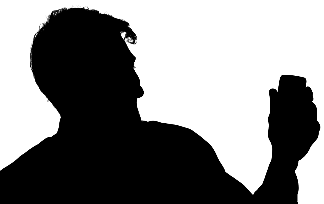 Transparent Silhouette of Man with Smartphone Gesture