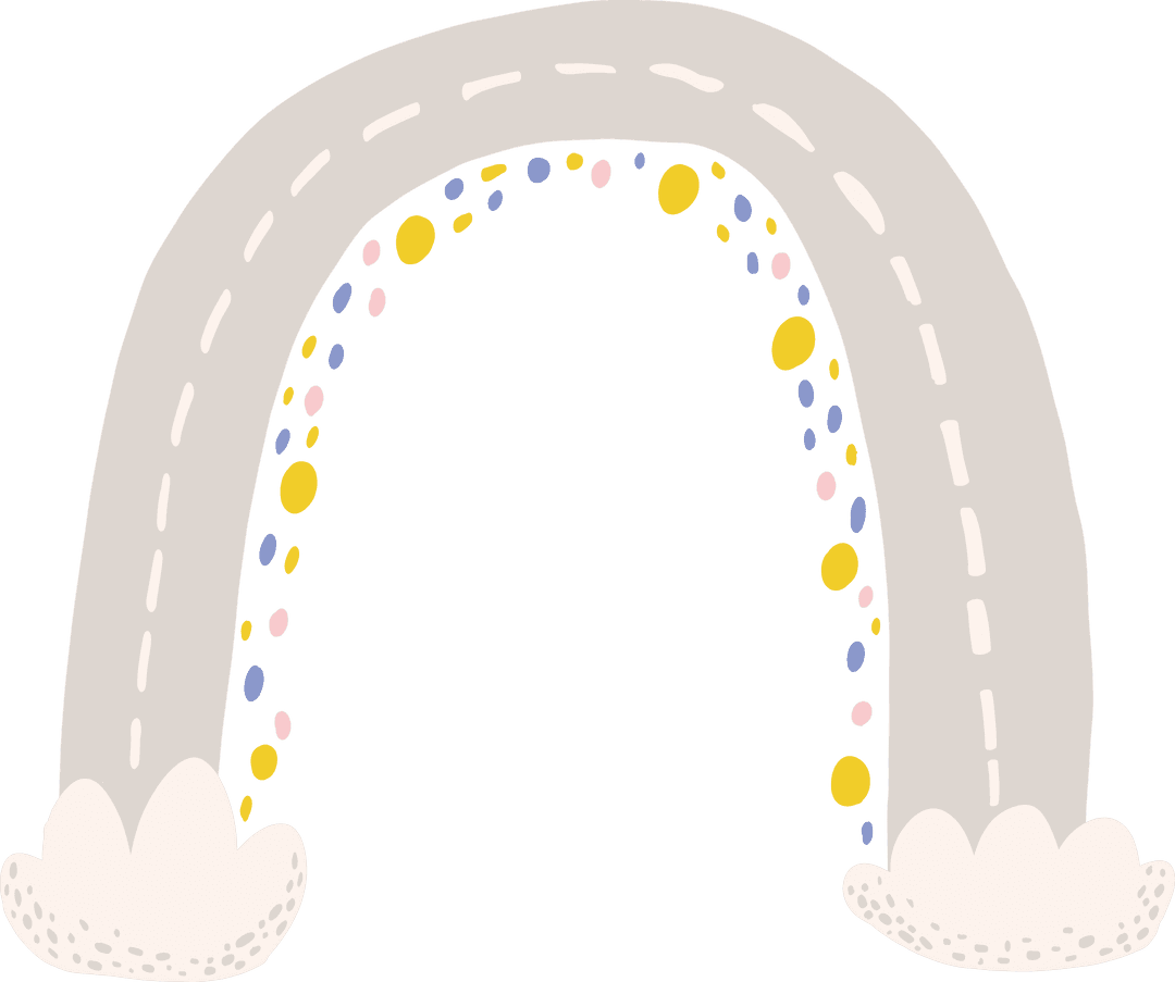 Rainbow-Shaped Road with Clouds on Transparent Background