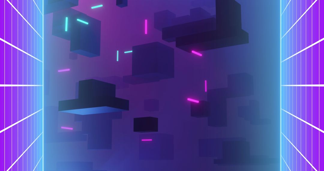 Futuristic Abstract Geometric Neon Composition