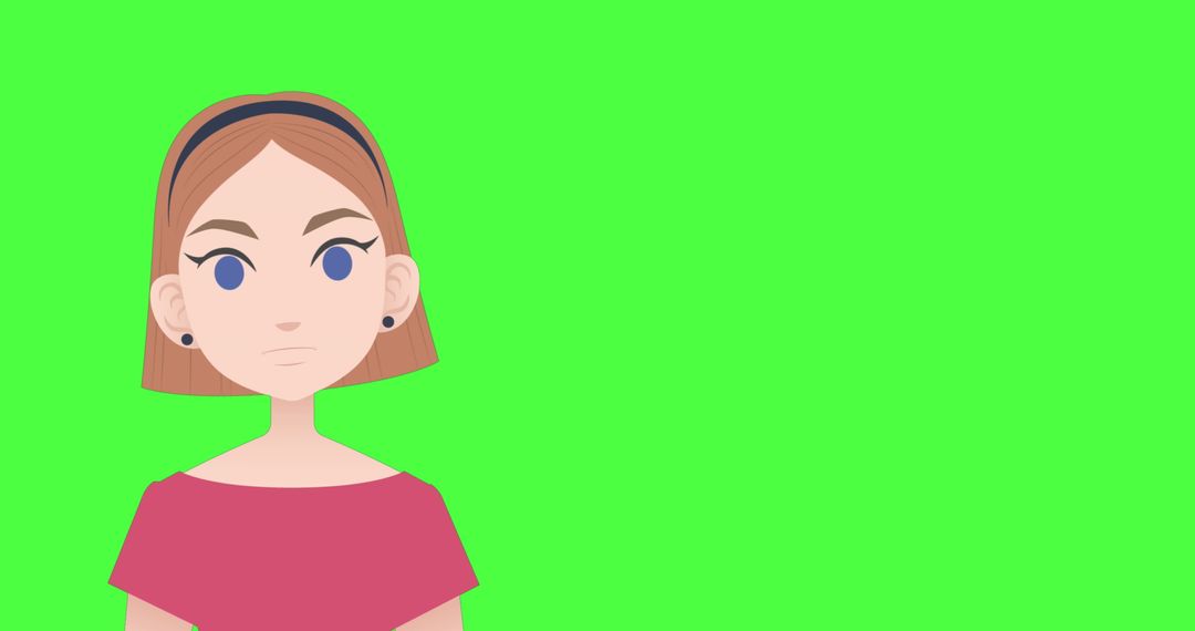 Illustration of Woman on Green Screen for Animation Projects