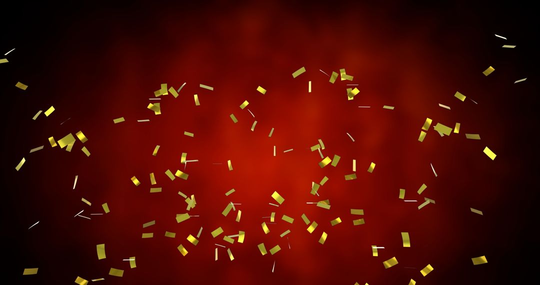 Floating Golden Confetti on Glowing Red Backdrop