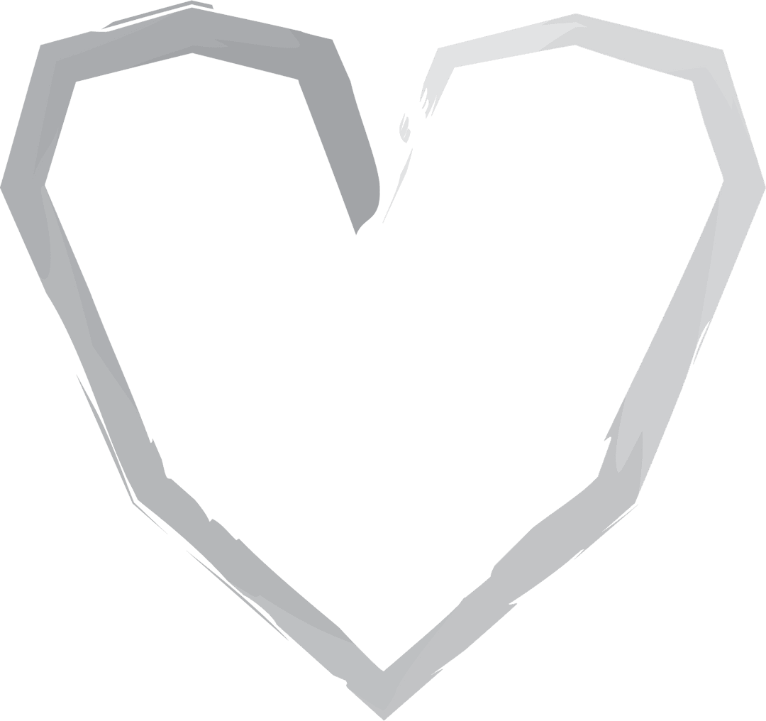 Digital Abstract Gray Heart Shape on Transparent Background