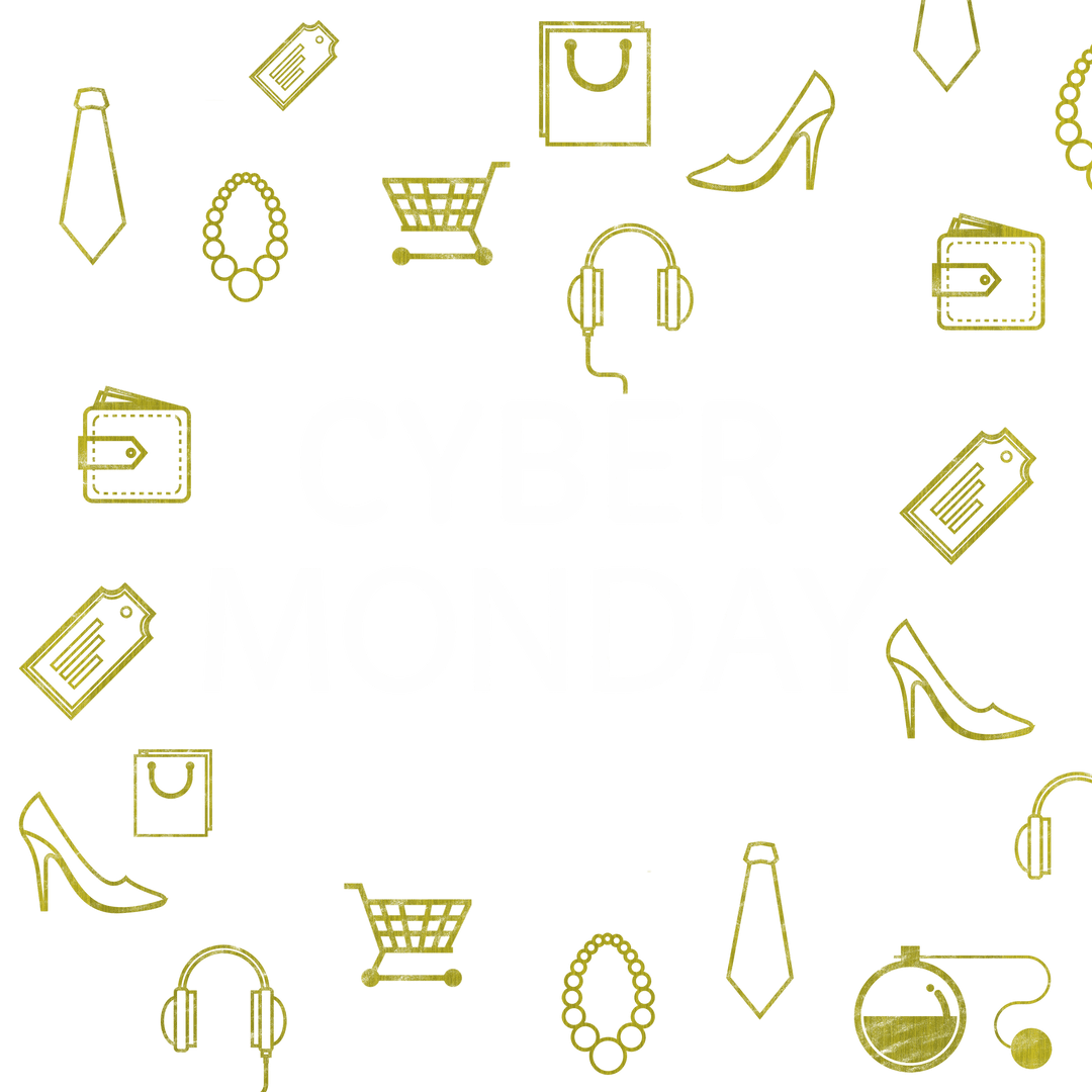 Transparent Cyber Monday Background with Shopping Icons