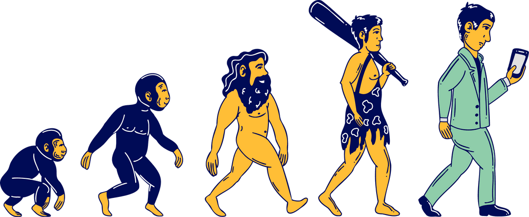 Evolution from Primates to Modern Human with Technology Transparent