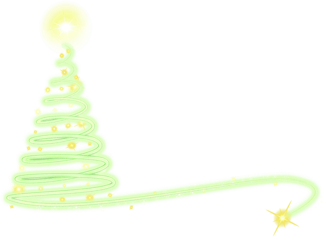 Glowing Spiral Christmas Tree Illustration on Transparent Background