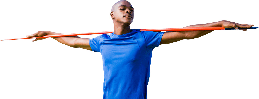 Confident Javelin Thrower Preparing on Transparent Background