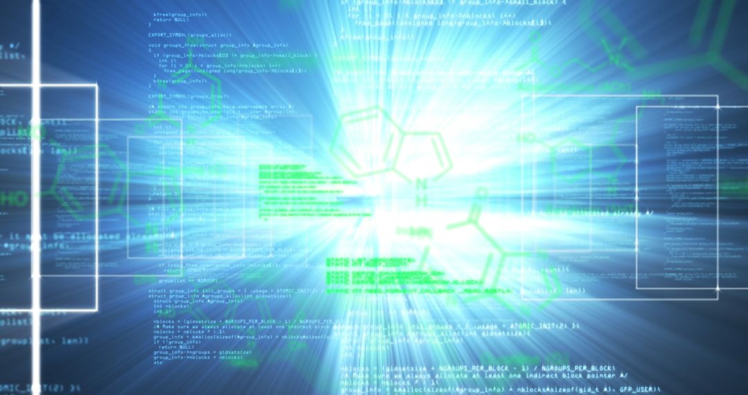 Abstract Digital Data Processing Illustration with Shapes and Light