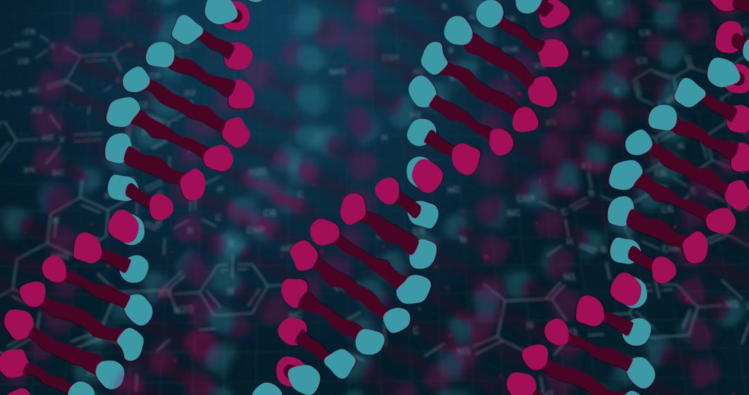 Abstract DNA Strands with Digital Chemical Formulas Background