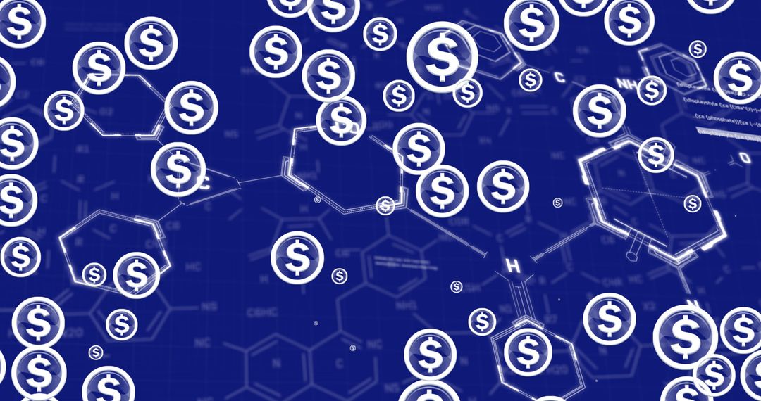 Digital Interface with Dollar Symbols on Tech Background