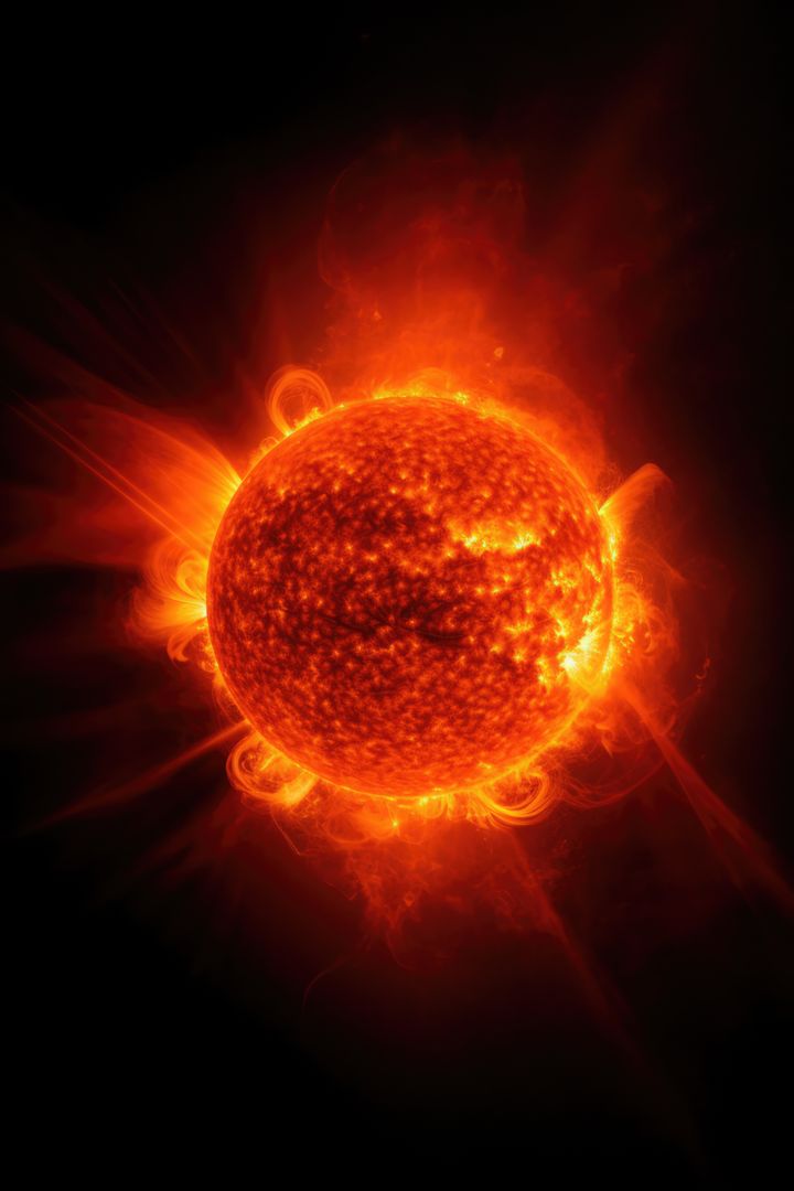 Stunning Detailed Illustration of Sun with Solar Flares and Coronal Loops - Free Images, Stock Photos and Pictures on Pikwizard.com