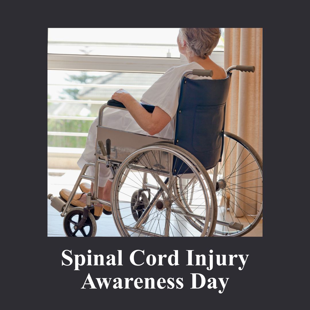 Senior Woman in Wheelchair Highlighting Spinal Cord Injury Awareness