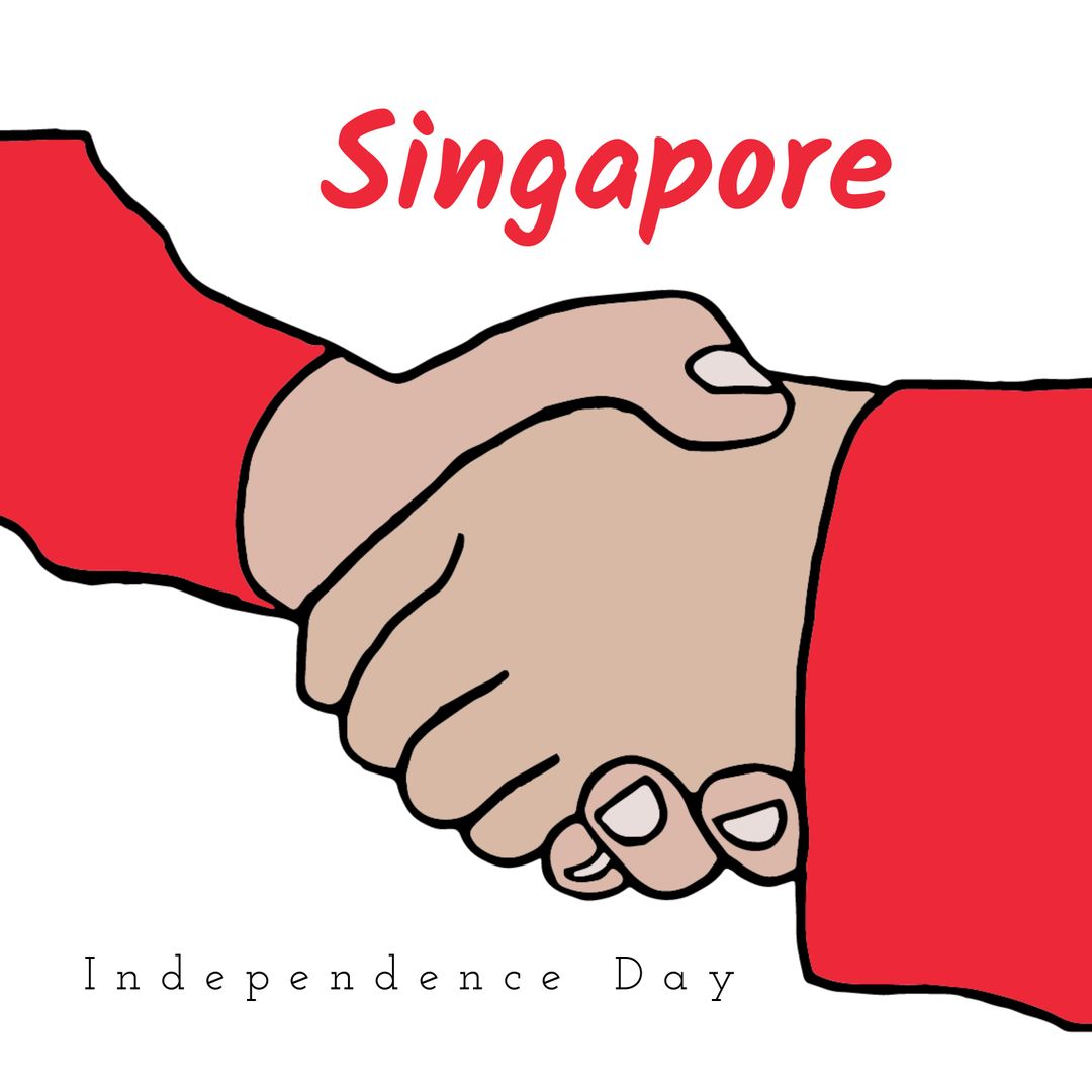 Singapore Independence Day Illustrated Handshake