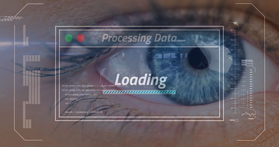 Futuristic Data Processing Interface Over Human Eye